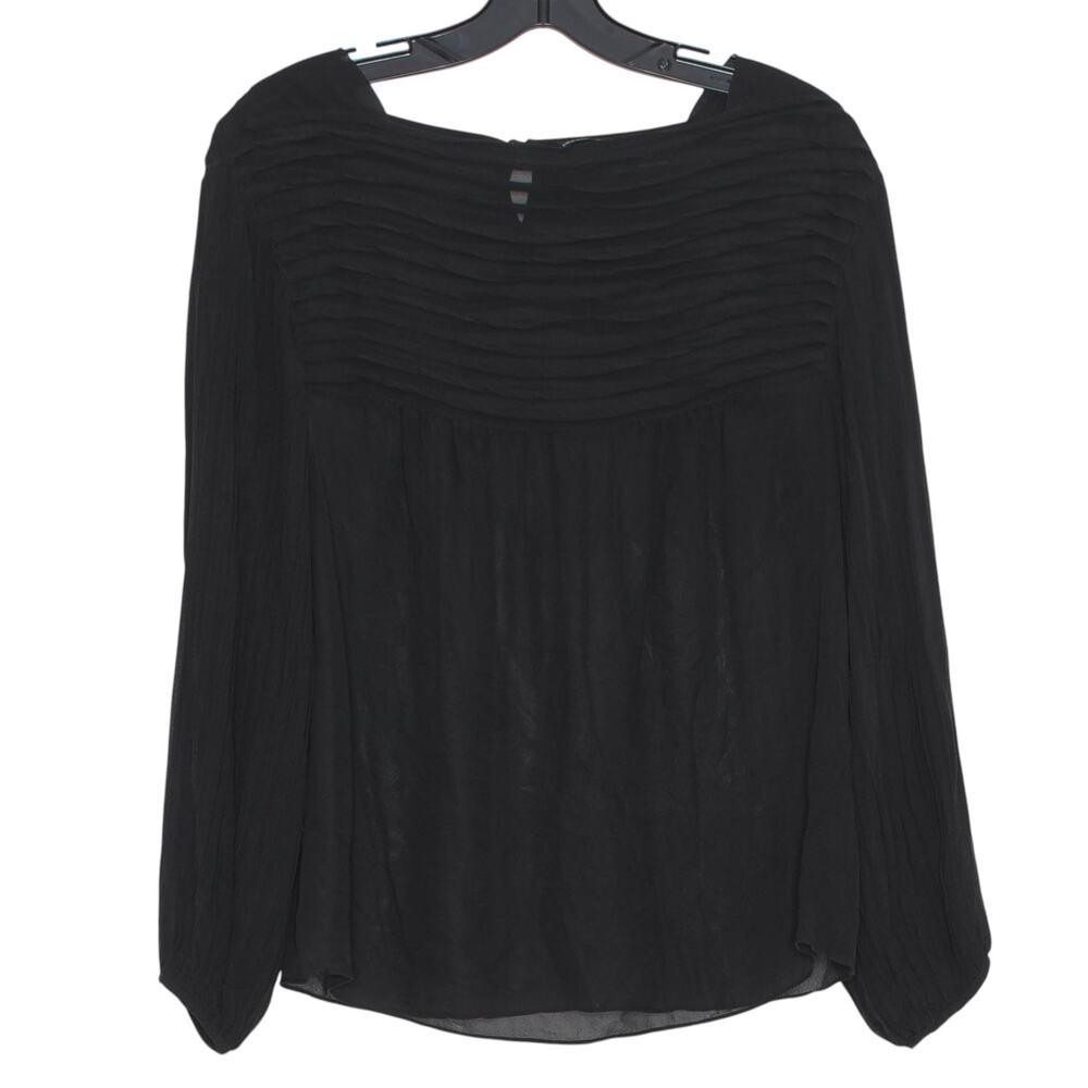 Moda International Top Silk Minimalist Whimsigoth Romantic Sheer Black Small